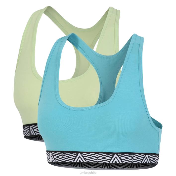 mujer Umbro verde/turquesa Pack de 2 tops de sujetador Core para mujer ropa FTXL539