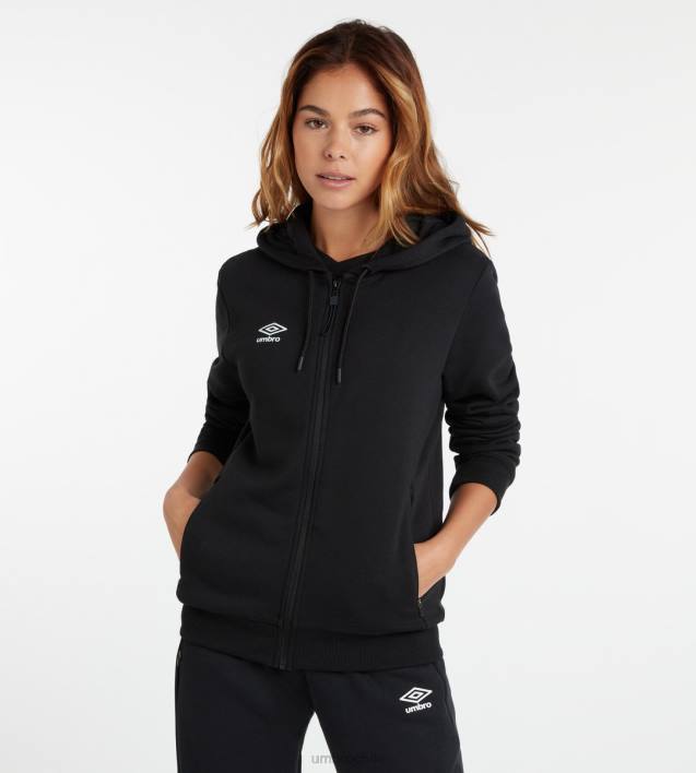 mujer Umbro blanco negro sudadera con capucha de club ocio zt ropa FTXL447