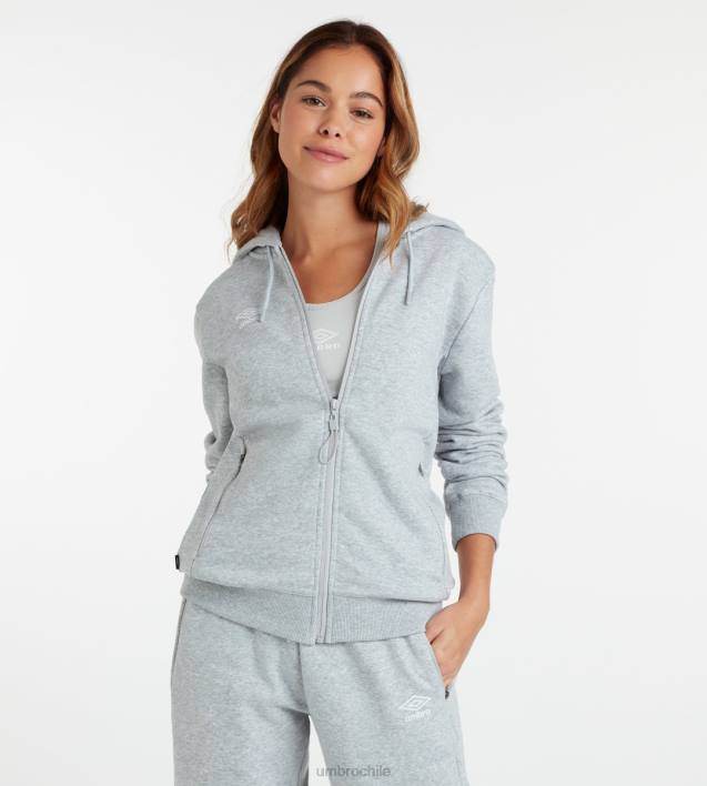 mujer Umbro gris jaspeado/blanco sudadera con capucha de club ocio zt ropa FTXL446