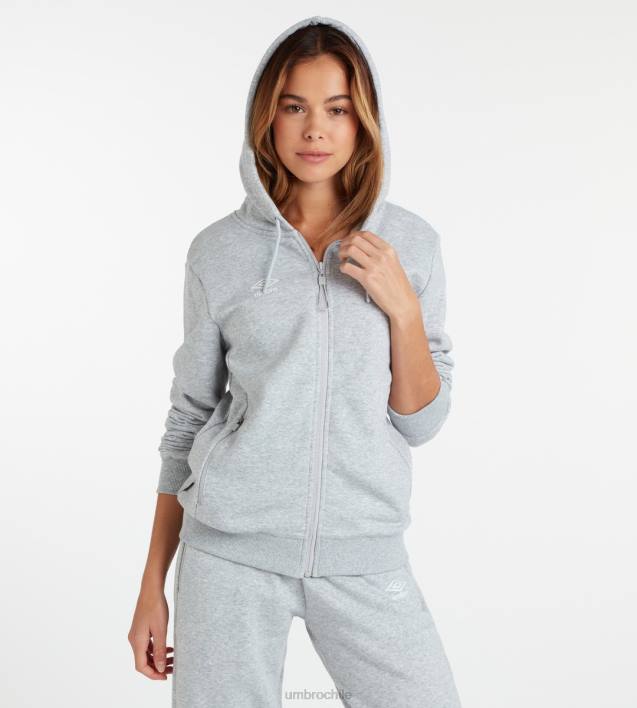 mujer Umbro gris jaspeado/blanco sudadera con capucha de club ocio zt ropa FTXL446
