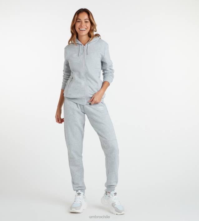 mujer Umbro gris jaspeado/blanco sudadera con capucha de club ocio zt ropa FTXL446