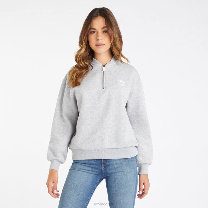mujer Umbro gris jaspeado/blanco sudadera core con media cremallera ropa FTXL430