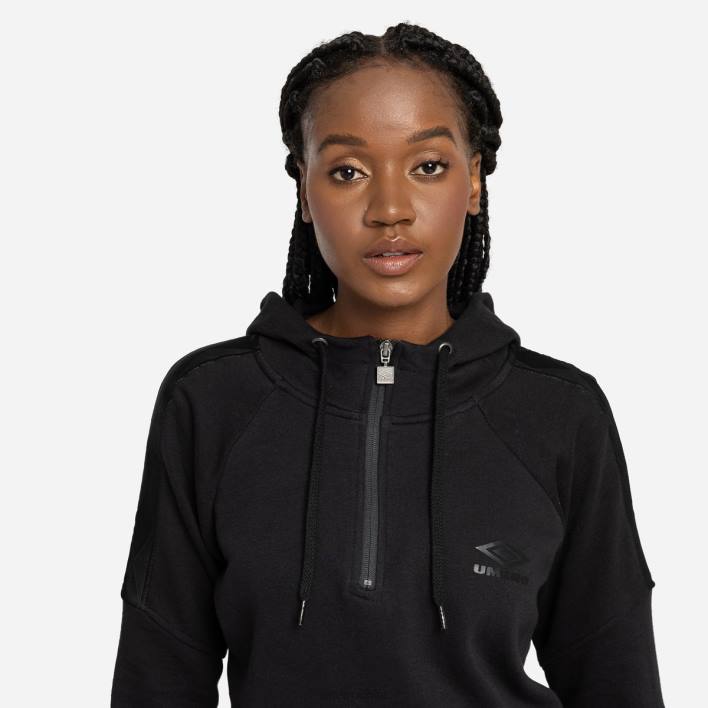 mujer Umbro negro capucha oh con cremallera de 1/2 y cinta de diamantes ropa FTXL438