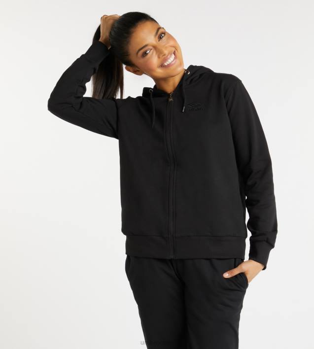 mujer Umbro negro sudadera clásica con capucha ropa FTXL436