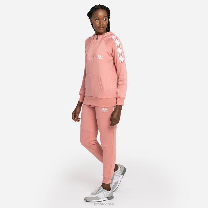 mujer Umbro roseta/blanco capucha oh con cremallera de 1/2 y cinta de diamantes ropa FTXL439