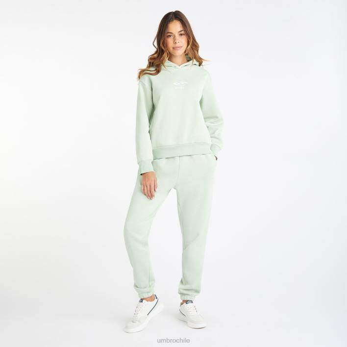 mujer Umbro verde sutil/blanco sudadera con capucha central ropa FTXL428