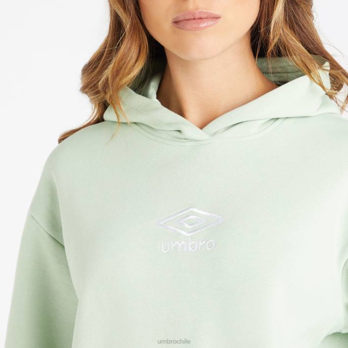 mujer Umbro verde sutil/blanco sudadera con capucha central ropa FTXL428