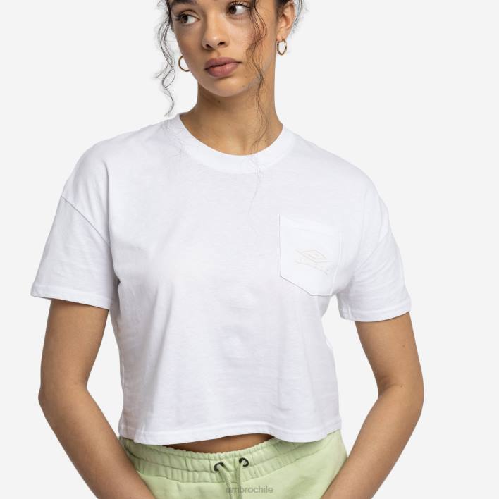 mujer Umbro blanco camiseta corta de diamantes ropa FTXL409