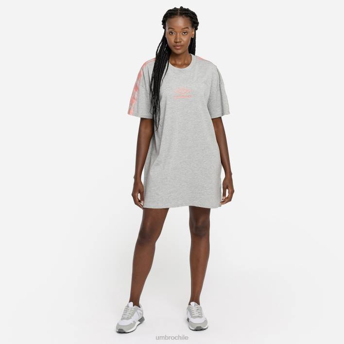 mujer Umbro gris jaspeado/roseta vestido estilo camiseta extragrande con cinta de diamantes ropa FTXL414