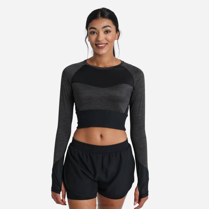 mujer Umbro marga negra top corto de manga larga para entrenamiento profesional ropa FTXL400