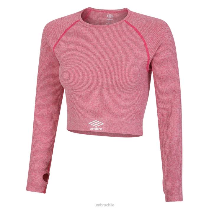 mujer Umbro marga rosa top corto de canalé sin costuras ropa FTXL390