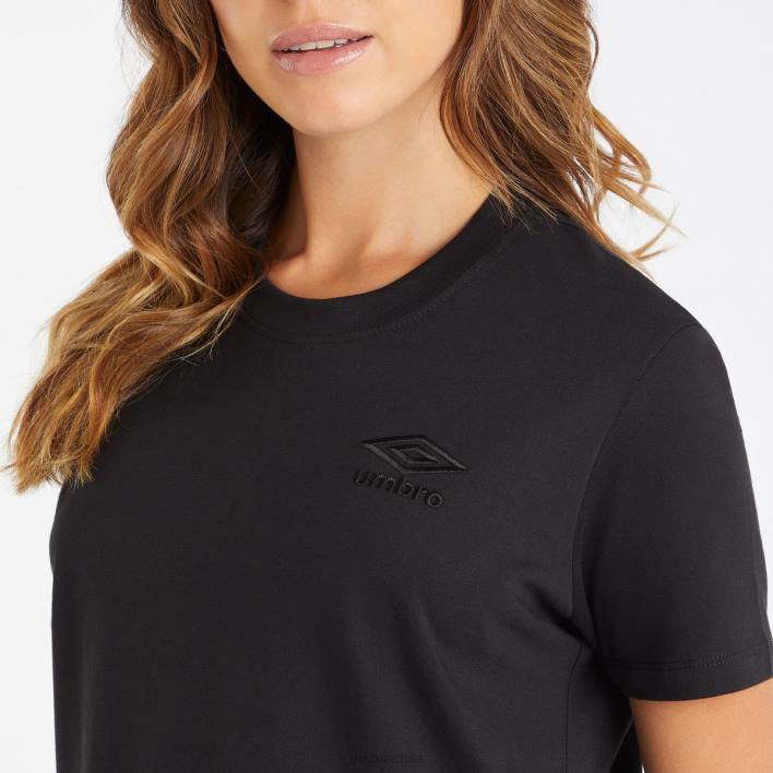 mujer Umbro negro camiseta clásica central ropa FTXL394