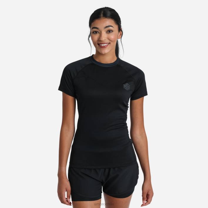mujer Umbro negro camiseta de poliéster estampada de entrenamiento profesional ropa FTXL397