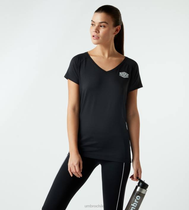 mujer Umbro negro camiseta deportiva ptf con curva trasera de malla ropa FTXL413
