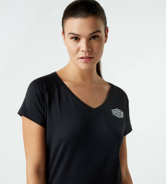 mujer Umbro negro camiseta deportiva ptf con curva trasera de malla ropa FTXL413