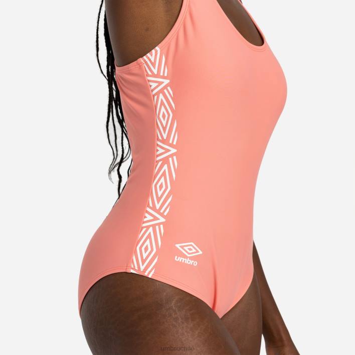 mujer Umbro durazno traje de baño con espalda cruzada y cinta ropa FTXL563