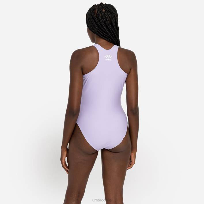 mujer Umbro lila traje de baño con espalda cruzada y cinta ropa FTXL562