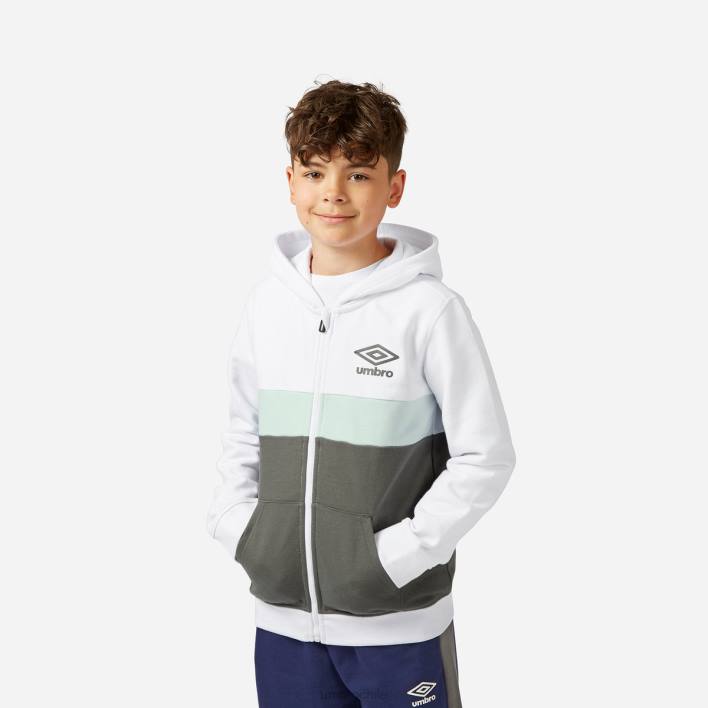 niños Umbro blanco/tragaluz/bronce sudadera con capucha y cremallera ropa FTXL613