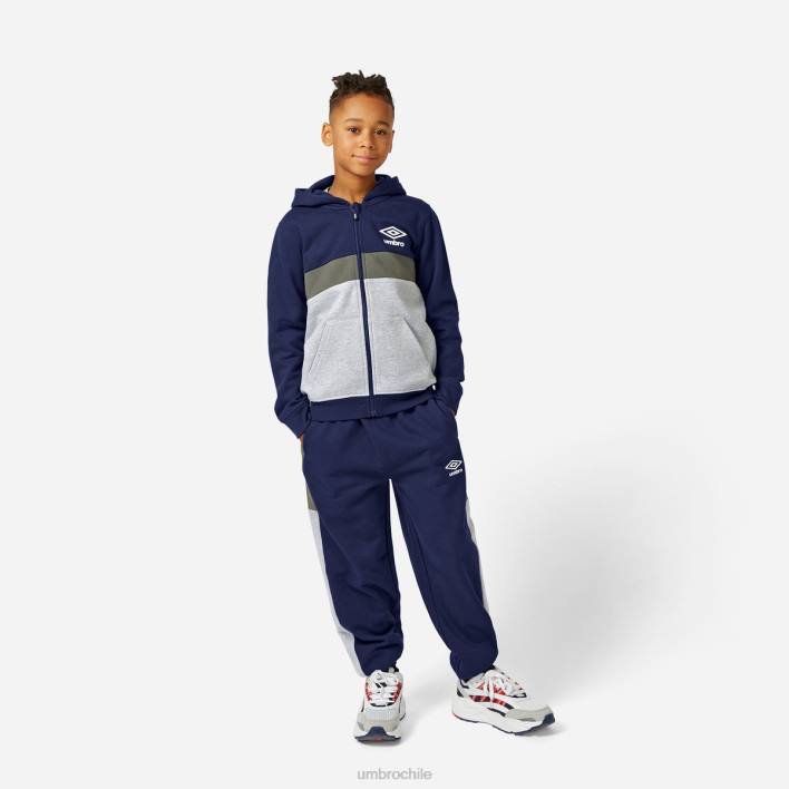 niños Umbro gris jaspeado/azul marino/bronce sudadera con capucha y cremallera ropa FTXL612