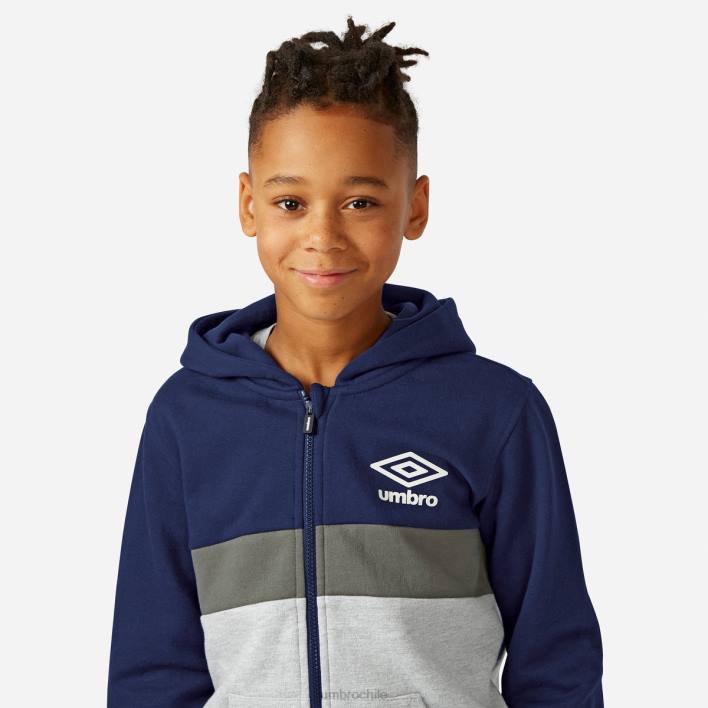 niños Umbro gris jaspeado/azul marino/bronce sudadera con capucha y cremallera ropa FTXL612