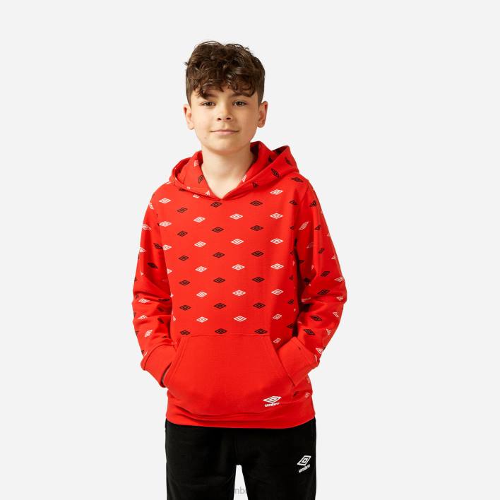 niños Umbro tomate cherry sudadera con capucha y estampado integral ropa FTXL619