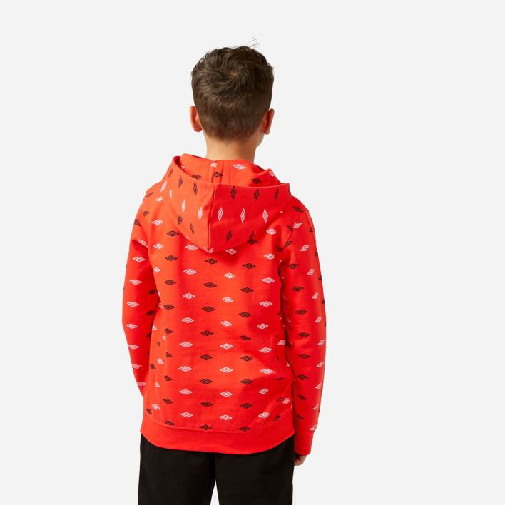 niños Umbro tomate cherry sudadera con capucha y estampado integral ropa FTXL619